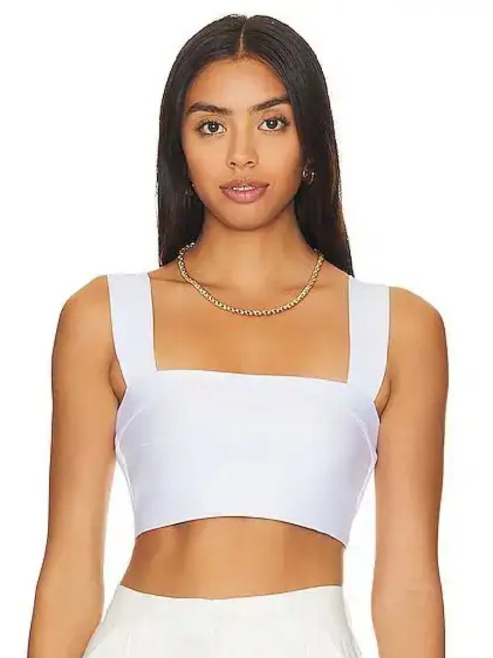SUSANA MONACO wide strap crop tube bandage body con dress top white NWT M